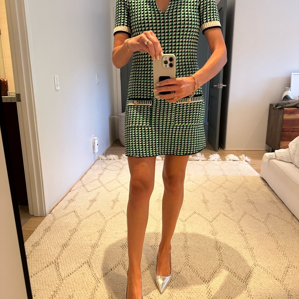 Maje Green and Black Mini Dress